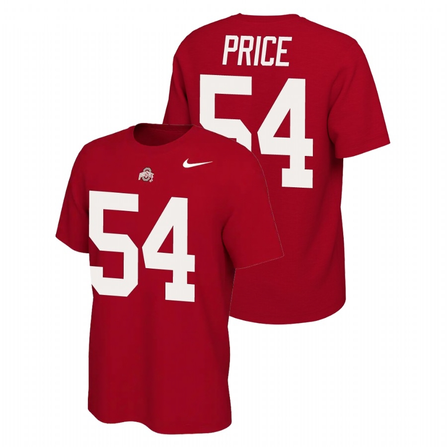 Ohio State Buckeyes Men's NCAA Billy Price #54 Scarlet Name & Number Retro Nike College Football T-Shirt FKB6149WU
